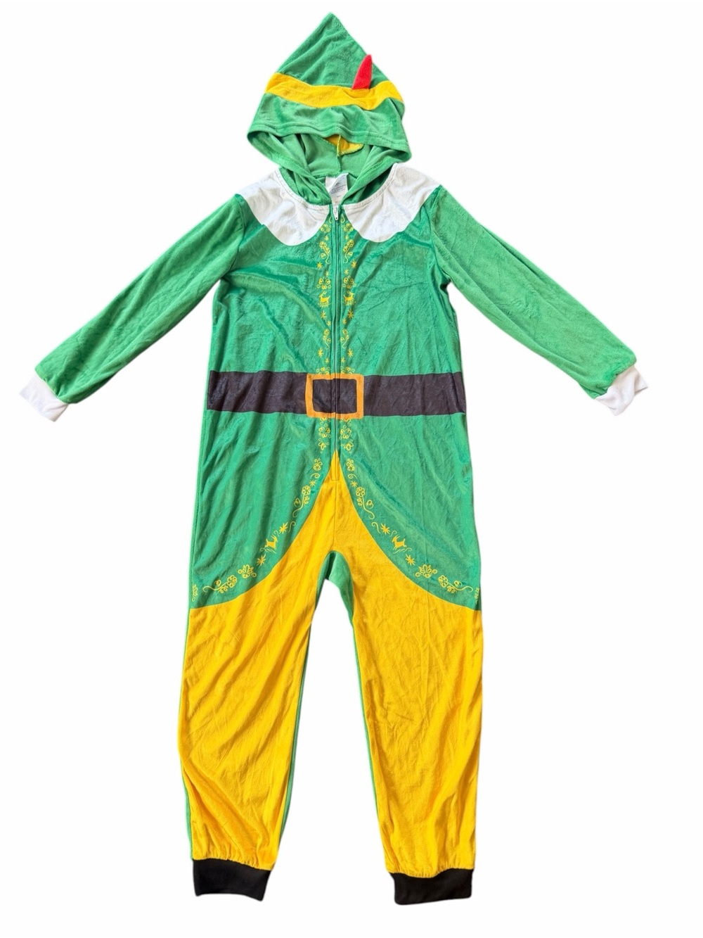 Buddy the Elf Kids Hooded Union Suit Pajamas Size 6/7 NWT